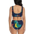 thumbnail image 3 of Rocae Dinosau Space Explorer for Bikini Set for Women Two Piece Sexy High Swimsuits Split Crossover Bikini Small, 3 of 9