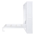 thumbnail image 5 of Solid Wood Bed Frame Murphy Bed Wall Bed with Shelves, Platform Bed Frame, Mid Century Bedframe, Wood Foundation(White, Queen), 5 of 9