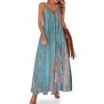 thumbnail image 1 of Vestido sin mangas de color turquesa con efecto desgastado rústico de madera desgastada, vestidos para eventos especiales, conjuntos elegantes para mujer, vestido para mujer, 1 of 7