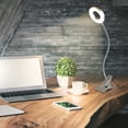 thumbnail image 5 of Lámpara de escritorio con clip USB, 48 LED flexibles de 360°, 3 colores y 10 niveles de brillo regulables, 7 W, ideal para cama, escritorio, mesita de noche o lectura (plateada), 5 of 5