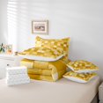 thumbnail image 5 of Homewish Adult Stripe Abstract Bedding Comforter Set 7 Pieces, Modern Fashion Buffalo Full Bedding Set, Yellow Square Rectangle Reversible Fitted Sheet Flat Sheet, Ultra Soft Bedroom Decor, 5 of 7