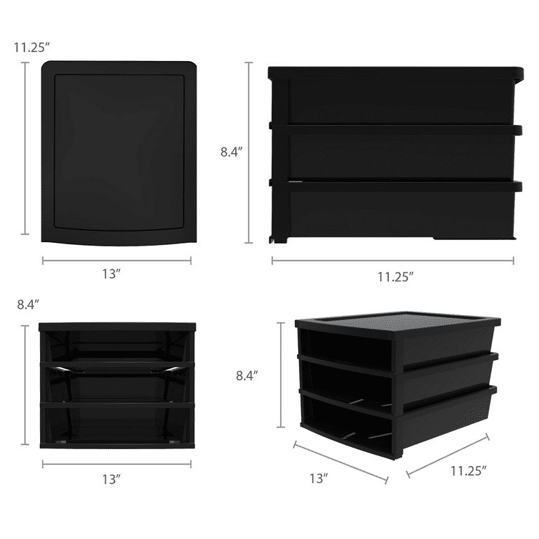 Storex Quick Stack 3-Slot Construction Paper Sorter, Black