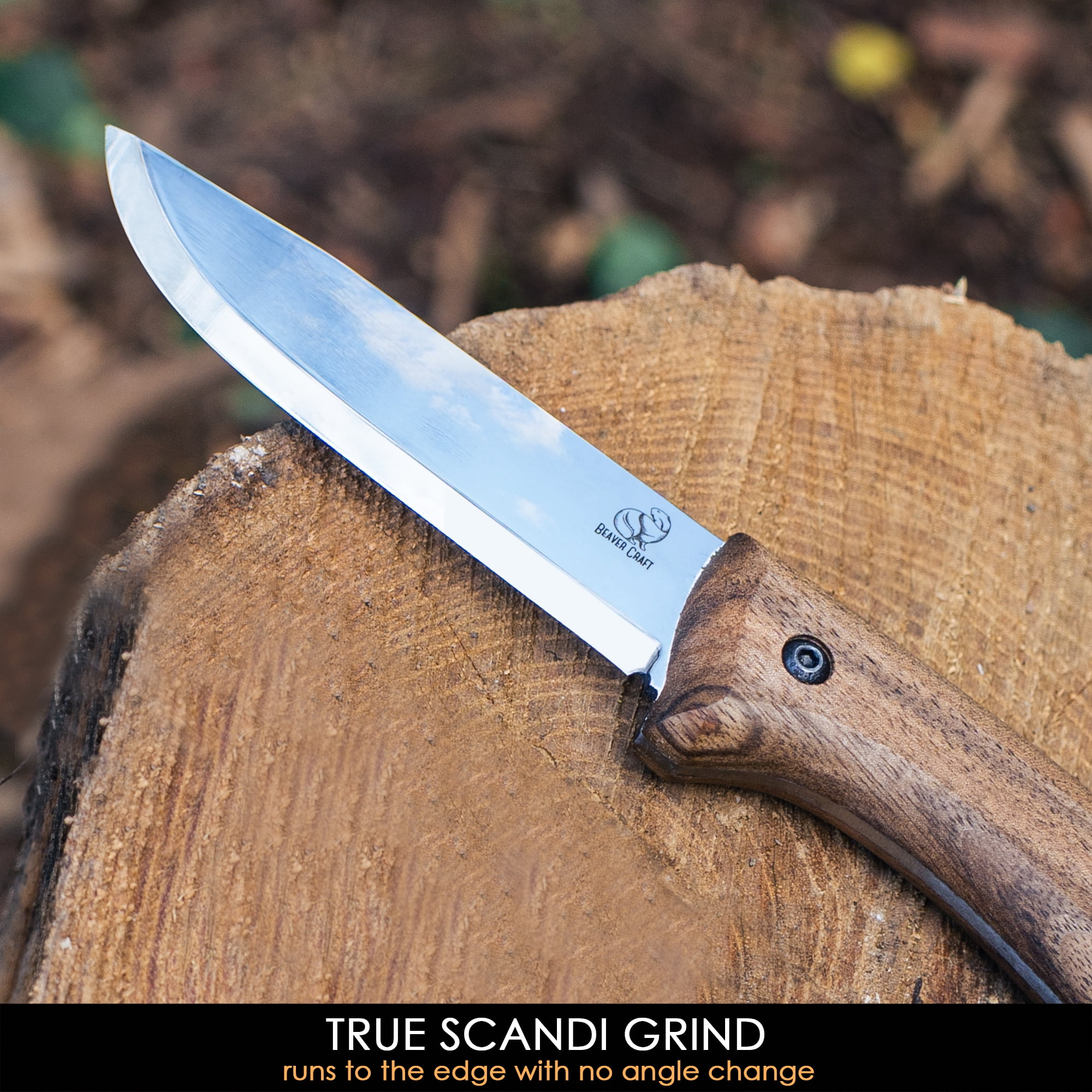 BeaverCraft BSH2 Bushcraft Knife Steel Blade  Fixed Blade Knife  Camping Knife  Hiking Knife for Every Task  Camp Knife with Sheath