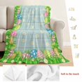 thumbnail image 5 of Green Easter Blanket Soft Cozy Warm Throw Blanket for Couch, Plush Fuzzy Flannel Fleece Blankets for Sofa, Spring Floral Eggs Elegant Pastoral Wooden Bed Blankets Lightweight Gifts for Women, 50"x60", 5 of 9