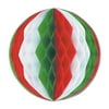 Tissue Ball 12" Red, White, Green - 24 Pack