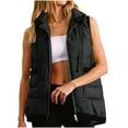 thumbnail image 3 of Dazajoo Puffer Vest Women Sleeveless Zip Up Hooded Jacket Winter Lightweight Oversized Quilted Coats with Pockets,Black,L, 3 of 10