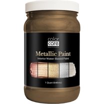 Color Care Metallic Paint, Water-Based Low-Odor Paint for Walls and Crafts, Dark Bronze Matte, 1 Quart
