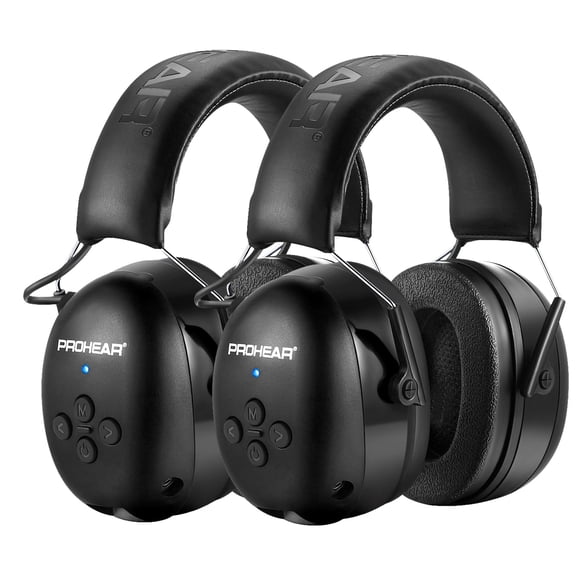 PROHEAR 037 2 Pack Bluetooth 6.0 Hearing Protection Headphones with Rechargeable, 30dB SNR Safety Noise Reduction Ear Muffs for Mowing Workshops Snow