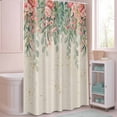 thumbnail image 5 of Shower Curtain Pink Rose Green Eucalyptus Leaves Shower Curtains for Bathroom Decor, Waterproof Polyester Shower Curtain Set with Hooks, Small Stall Size 36" x 72" Linen Texture, 5 of 9