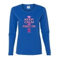 thumbnail image 2 of Keep Calm and Fight On Breast Cancer Awareness Womens Graphic Long Sleeve T-Shirt, Royal, Medium, 2 of 3