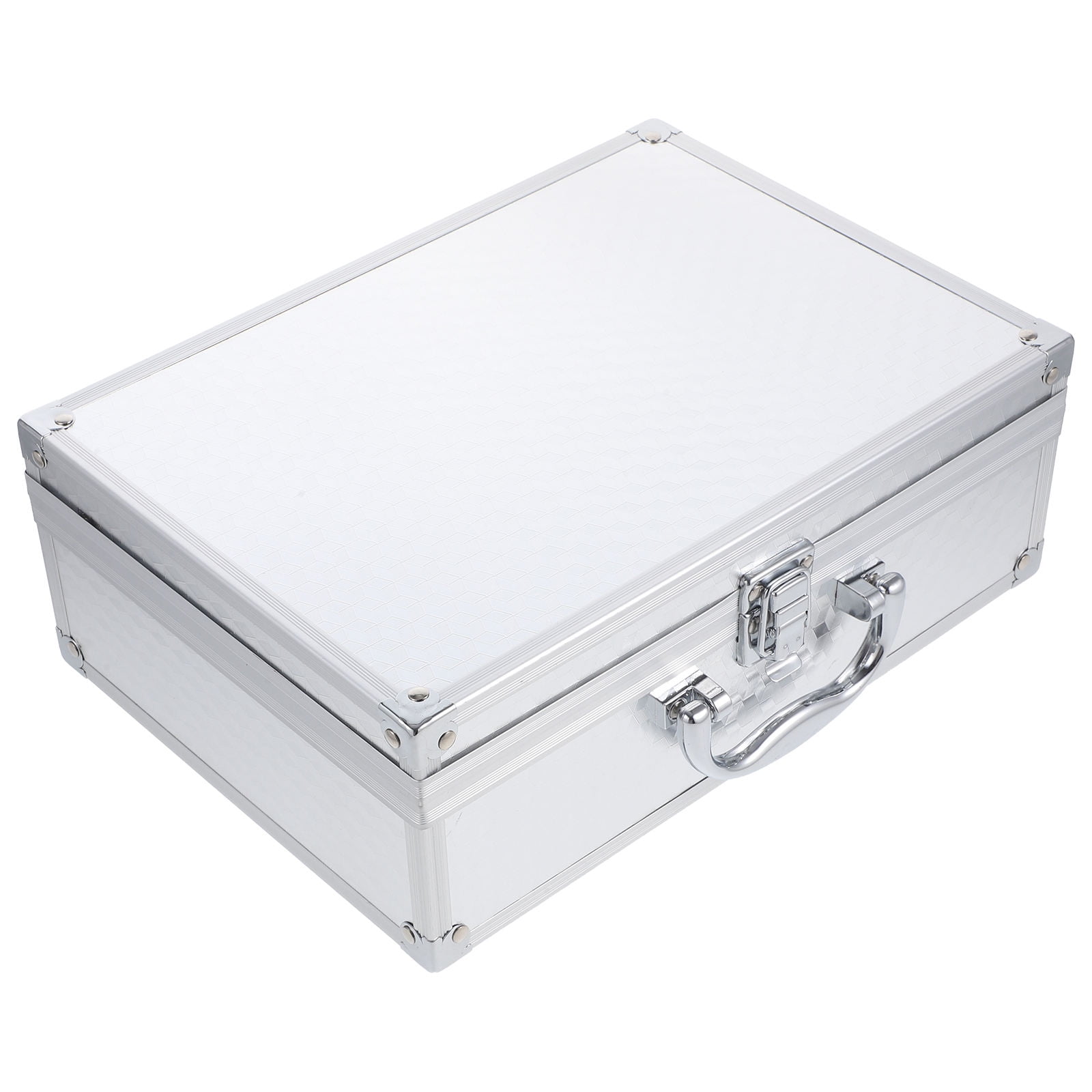 Supvox Durable Aluminum Alloy Tool Organizer Case Plated Silver Portable Metal Storage Case