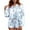 Blue, variant on RMGVDSD New Fashionable Women's Home Wear 2 Piece Tie Dye Printed Loose T Shirt Pullover Long Sleeved Shorts Set Casual Beach Vacation Outfit