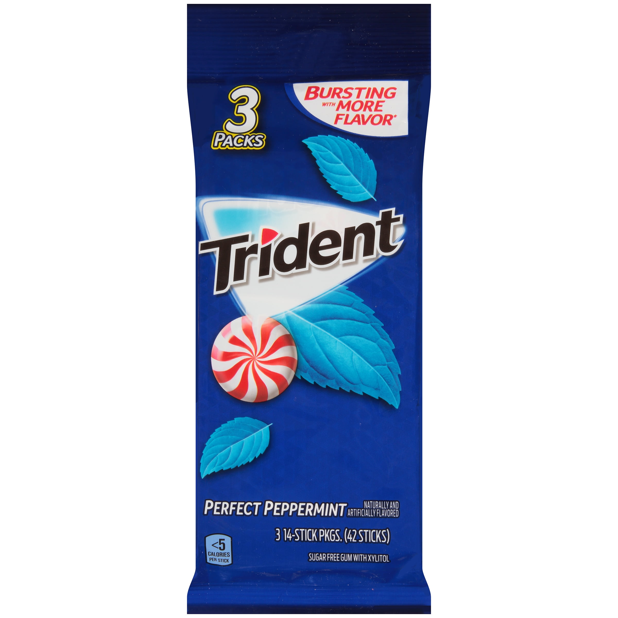Trident SugarFree Perfect Peppermint Flavor Gum, 14 Pieces, 3 Count