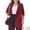 Burgundy, variant on Women's Plus Lapel Button with Pocket Jackets Long Blazer 1X White