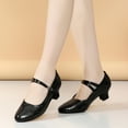 thumbnail image 6 of Miluxas Womens Latin Ballroom Dance Shoes Pointed-Toe Ankle Strap Soft Sole Dancing Heels Mary Jane Shoe Black 8.5(41), 6 of 9