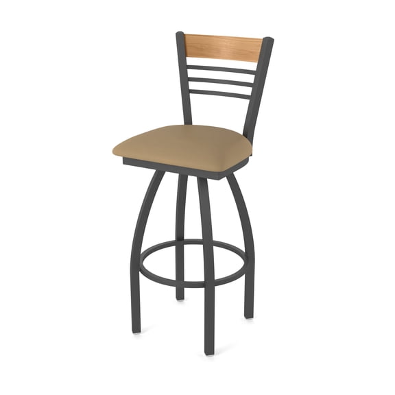 880 Eleanor 36" Swivel Extra Tall Bar Stool with Pewter Finish, Medium Back and Canter Sand Seat