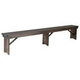 thumbnail image 2 of Emma + Oliver 8' x 12" Antique Rustic Mahogany Solid Pine Folding Farm Bench with 3 Legs, 2 of 11