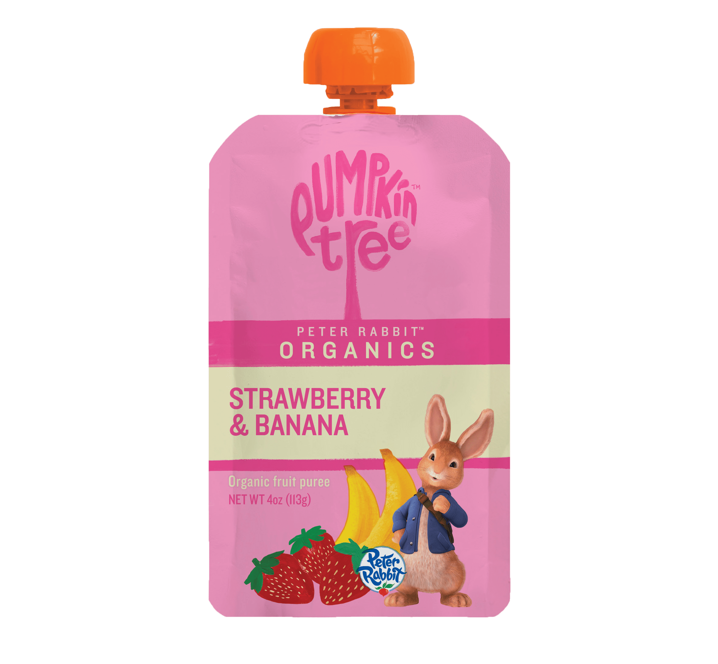(12 pack) Pumpkin Tree Peter Rabbit Organics Strawberry and Banana Organic Fruit Snack, 4 oz