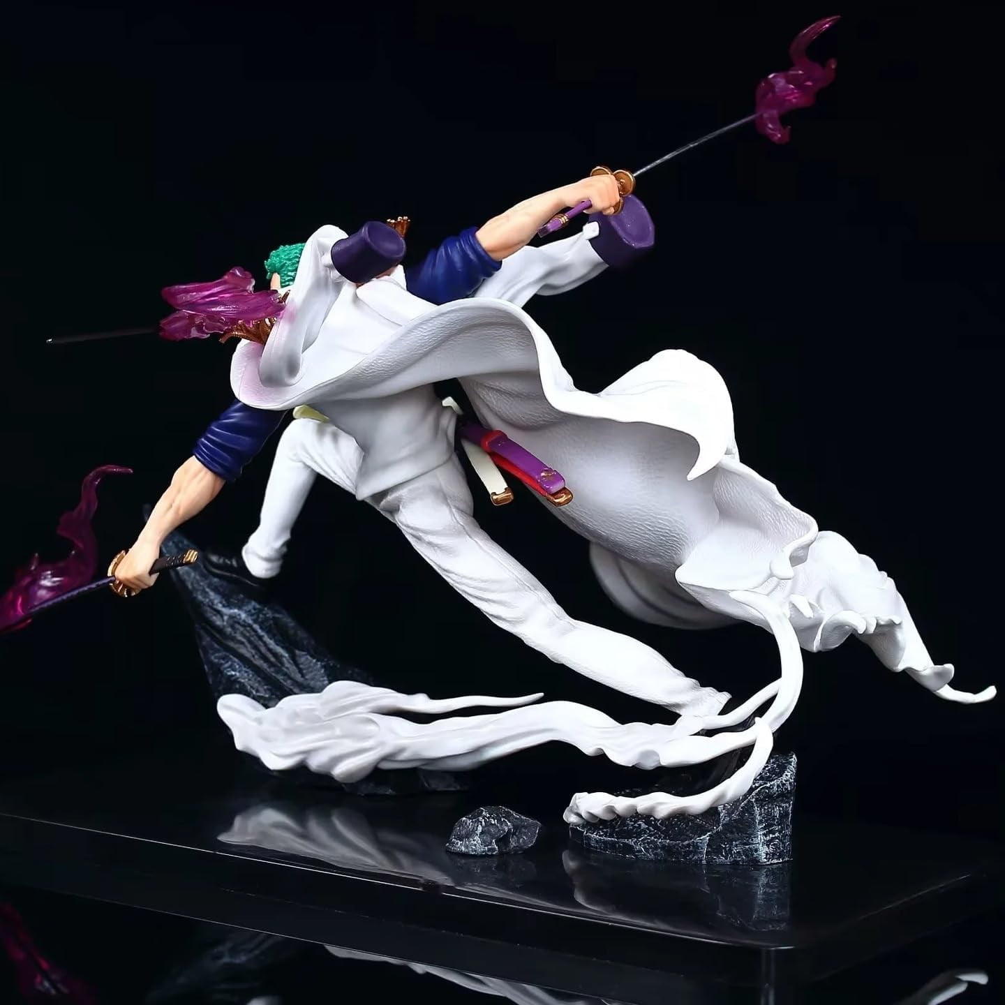 Zoro Figures, Cloak Zoro Action Figure Statue 26cm/10.2inch PVC Anime Cartoon Manga Game Character Model Collectible Decoration Craft Gift (White)