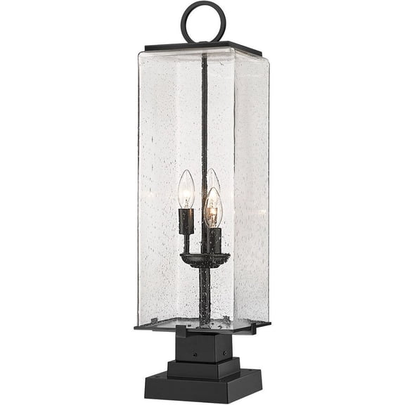 592PHBS-SQPM-BK-Z-Lite-Sana - 3 Light Outdoor Pier Mount In Contemporary Style-28.75 Inches Tall and 9 Inches Wide