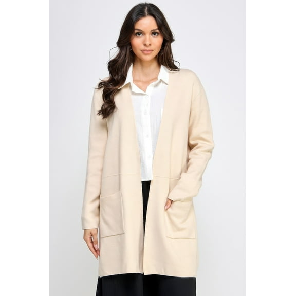 Basic Soft Long Line Open Front Sweater Cardigan