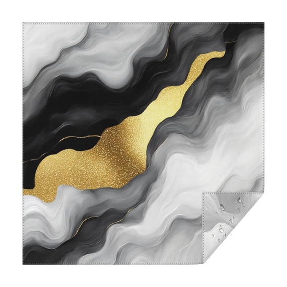 Black and Gold Marble Glitter Streaks Pattern Square Tablecloth,Waterproof Square Table Cover,Wipeable Spillproof Washable Table Cover for Home Kitchen Party Decor 42"X42"(107x107cm)
