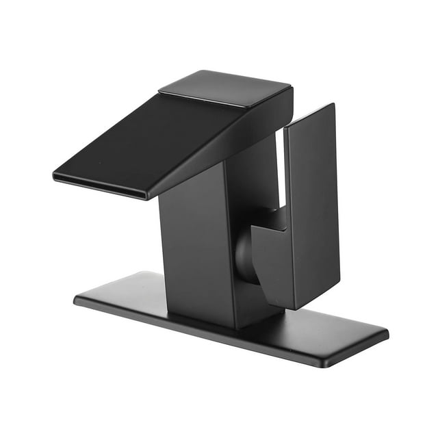 Waterfall LED Bathroom Faucet, Matte Black For Lavatory Vanity Basin Single Hole Single Handle Modern Vanity Mixer Tap ,Easy to Install