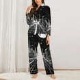 thumbnail image 2 of Yiaed Futuristic Moonlit Cityscape Print Pajamas Women's Long Sleeve Sleepwear Soft Button Down Loungewear Pjs Lounge Set Nightwear Womens Pajama Pants-XX-Large, 2 of 7