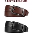 thumbnail image 2 of YOORAN Men's Belt Reversible Leather 1.25",Two-in-One Classic Dress Black Belt, Adjustable, 2 of 6