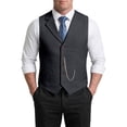thumbnail image 3 of Waistcoat for Men Sleeveless Slim Fit Lapel Collar Tweed Vest Single Breasted Herringbone Vintage Suit Vests With Chain, 3 of 7