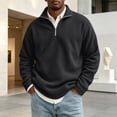 thumbnail image 5 of Men's Basic Half Zip Collared Sweatshirt Corduroy Knit Long Sleeve Pullover Versatile Work Leisure Outerwear Dark Gray XL, 5 of 5