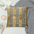 thumbnail image 2 of PIKWEEK   Grey and Gold Leather Geometric Plaid  Cushion Case Luxury Modern Square Throw Pillow Cover Decorative Pillow for Couch Living Room Bedroom Car, 2 of 5
