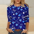 thumbnail image 2 of Busydd Plus Size Valentines Shirts for Women Trendy Heart Graphic Valentines Shirts Tops Casual 3/4 Sleeve Round Neck T Shirts Valentines Day Gifts for Women S-5XL, 2 of 5