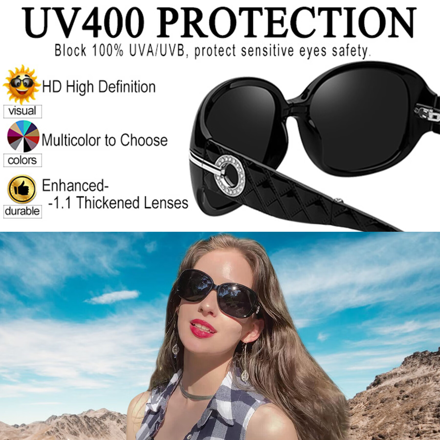 Joopin Oversized Polarized Sunglasses for Women, Black photo 5