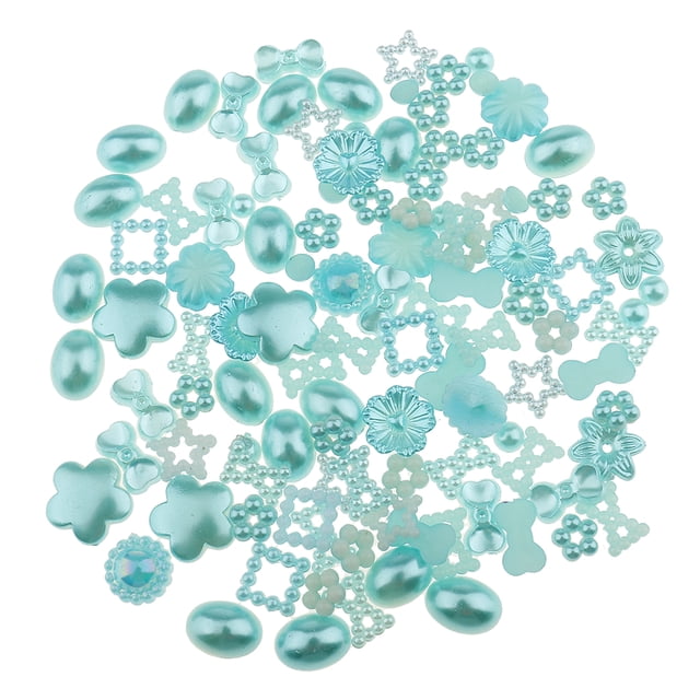 Accesorios de joyería DIY Adornos de parte posterior plana ABS de perlas mixtas Colores Azul claro Zulema Parche de perlas