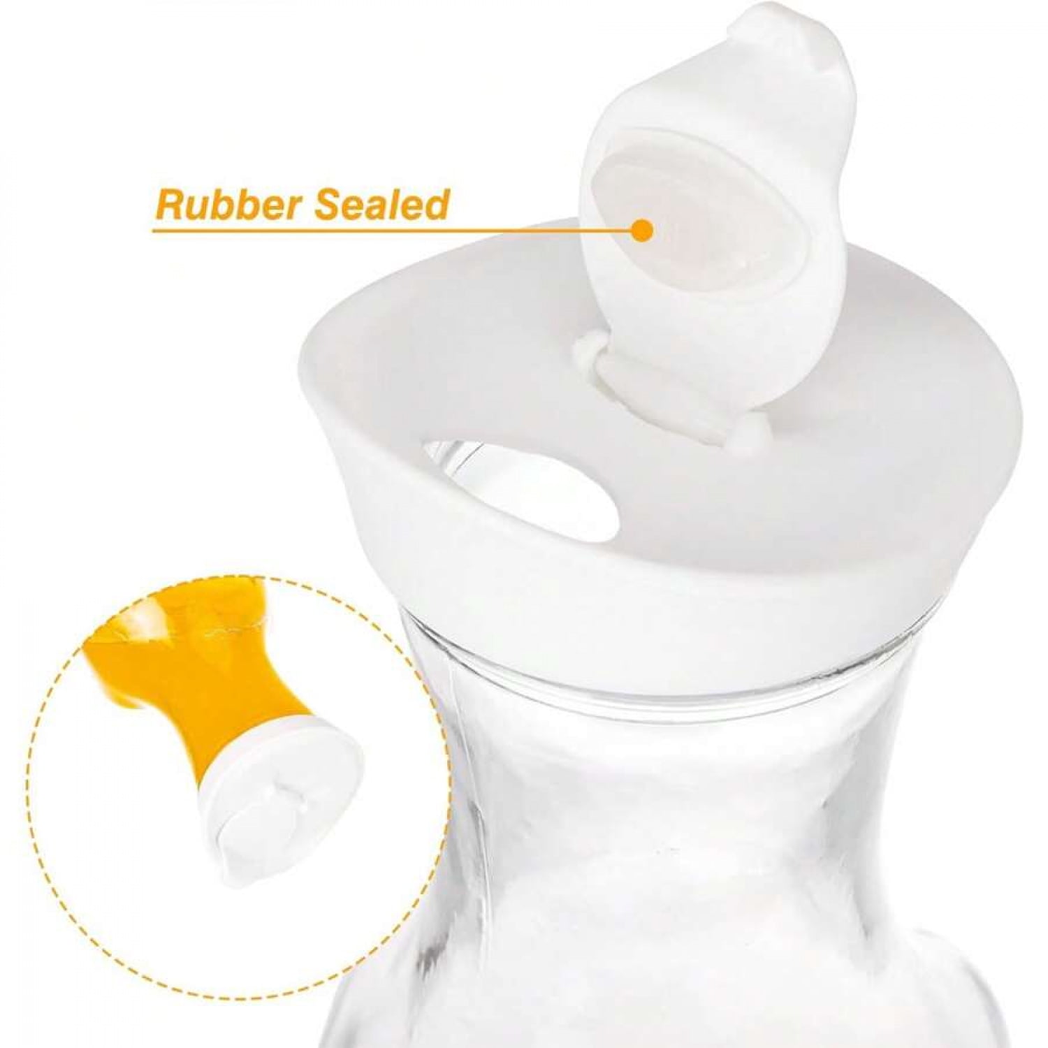 NTGFU 4pcs Glass Carafe with Lids, 50oz Beverage Serveware Carafe, Clear Glass Pitcher for Mimosa Bar, Iced Tea, Cold Beverage, Milk, Party Storage