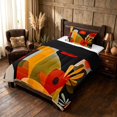 thumbnail image 2 of Manfei Abstract Mid-Century Twin Comforter Sets, Minimalist Leaf Bedding Set, Orange Red, Black Reversible 2-Piece, 1 Comforter and 1 Pillowcase, 2 of 6