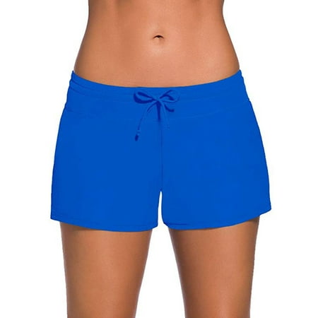 LELINTA Women's Solid Swimwear Trunks Adjustable Swim Shorts Stretch Board Shorts Swimsuit Bottoms Pants Plus Size