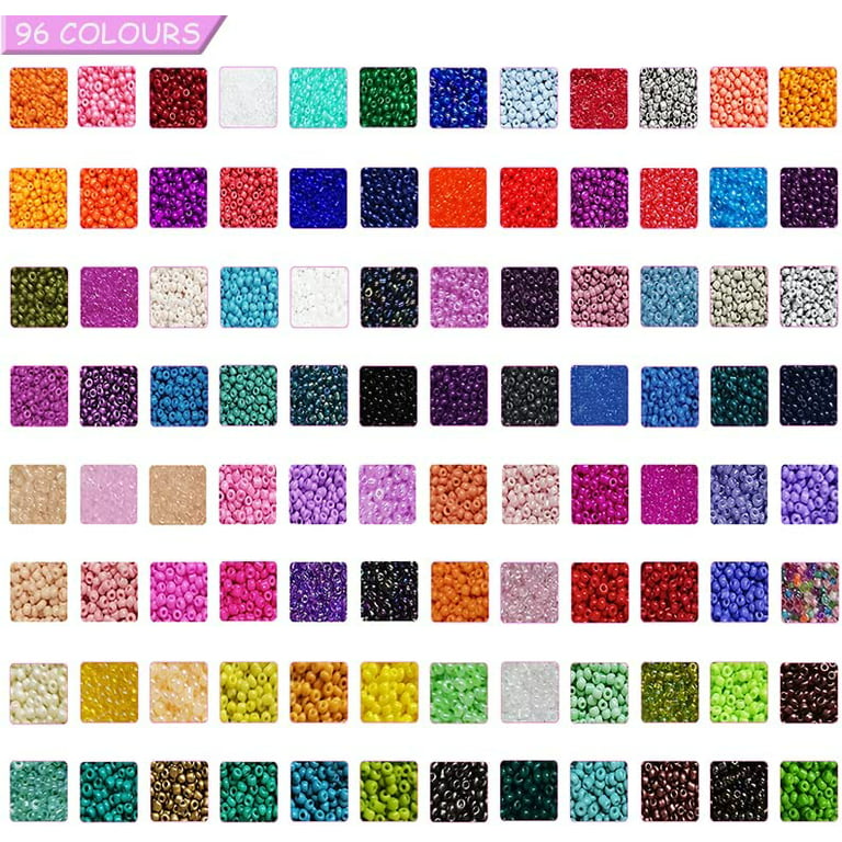 52000pcs 96 Colors 2mm Glass Seed Beads for Jewelry Making Kit, 300pcs Letter  Beads, Small Seed Beads Kit for Bracelets Necklace Ring Making, DIY, Art, Craft  Kit with Elastic String and Charms 