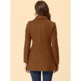 thumbnail image 4 of Abrigo Largo de Invierno Allegra K Cuello Peter Pan Doble Botonadura para Mujer Marrón Oscuro XS, 4 of 7