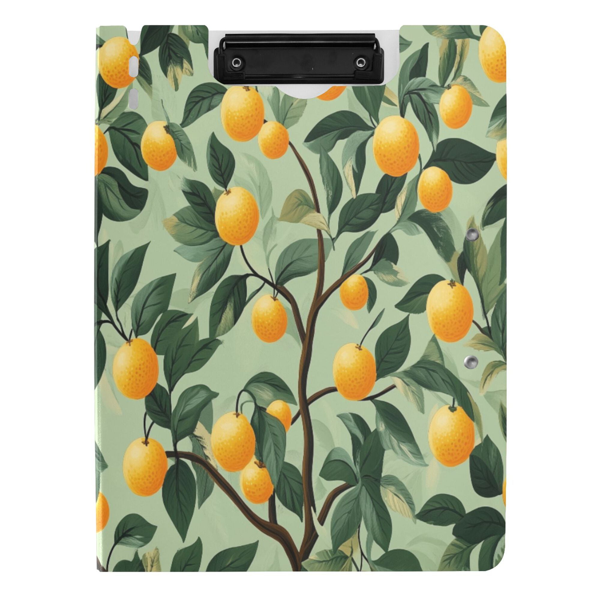 FORMRS A4 Clipboard Folder with Pen Holder Horizontal Foldable School Office Binder, Orange Tree