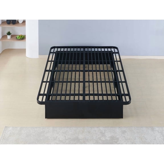 Modern Metal Queen Size Platform Bed - 16 Inch Height, Black