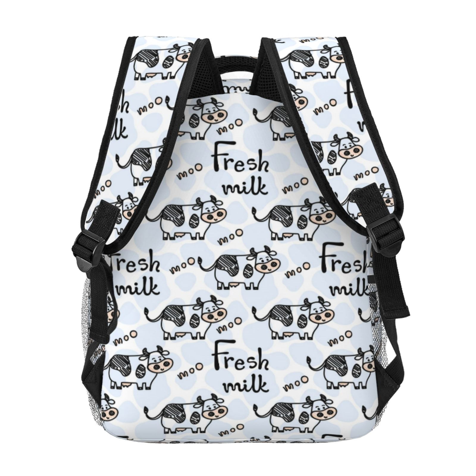 Ratiio Cow With Fresh Milk Print Eco-Friendly Casual Backpack, Water-Resistant Polyester Canvas Daypack with Smooth Zippers, Comfortable & Durable Travel Bag with Laptop Compartment