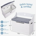 thumbnail image 5 of Wooden Toy Box White Kids Toy Chest with Safety Hinged Lid Large Storage Cabinet with Cushion Seat Bench Toy Storage Organizer Gift for Girls and Boys, 5 of 8