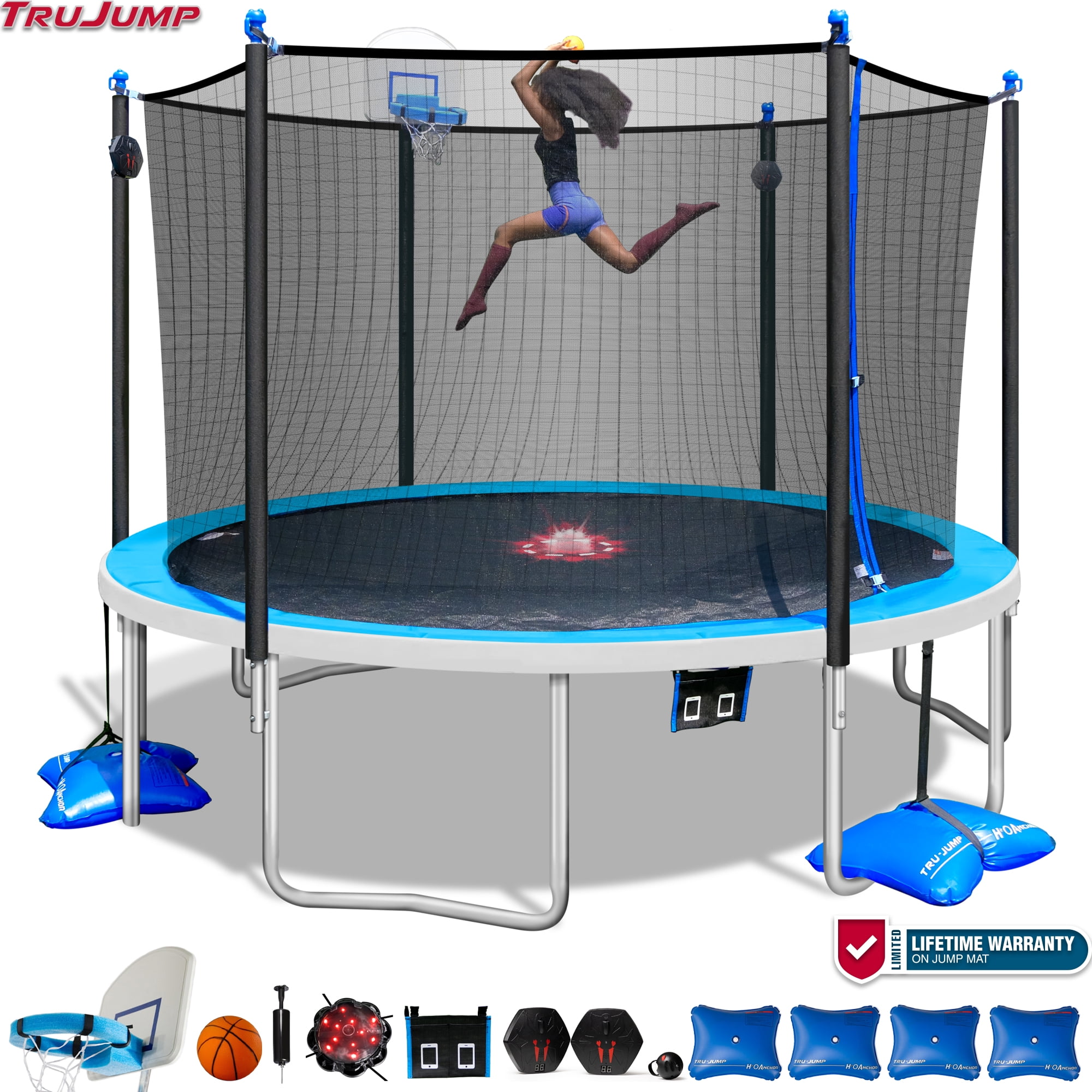 Skywalker Trampolines Jump N Dunk Trampoline with Safety Enclosure and Basketball Hoop Walmart