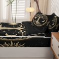 thumbnail image 5 of Homewish Bohemian Nature Tree Zipper Twin Comforter Sets with Fitted Sheet and 2 Pillowcases,Vintage Sun Moon Zipper Bedding Set,Black Gold,Black Reversible,4pcs, 5 of 8
