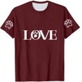 thumbnail image 4 of Women's Loose Shirts Fashion Cute Dog Paw LOVE Letter Print T-Shirts Summer Short Sleeve Round Neck Tops, 4 of 4