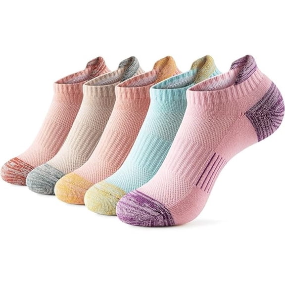 5-Pairs Thick Comfort Athletic Socks, Cushioned No-Show Running Socks for Women, Breathable & Blister Protect, All Season Workout