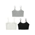 thumbnail image 3 of Xnihocha 3Pcs/Set Kids Girls Ribbed Bra Vest Spaghetti Straps Crop Top Solid Color Camisole Underwear Black&White&Grey L, 3 of 5