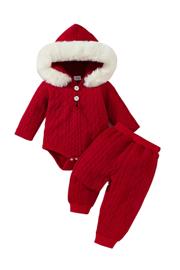 Baby Clothing Sets Girls Hooded Long Sleeve Romper and Pants Outfit
